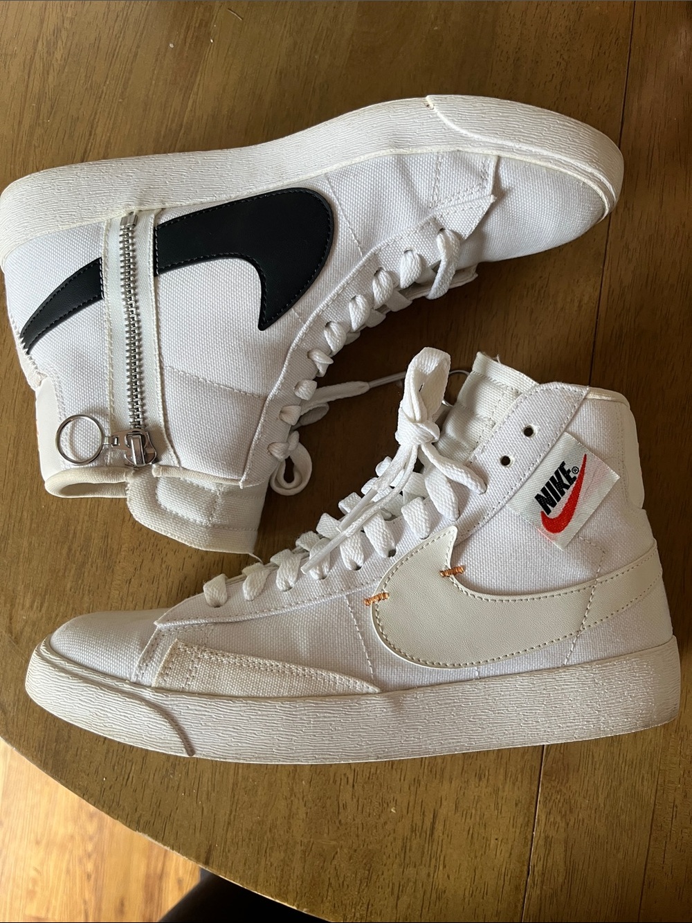 Nike Blazer Mid Zip Sneakers White/Black, Women’s Size 7